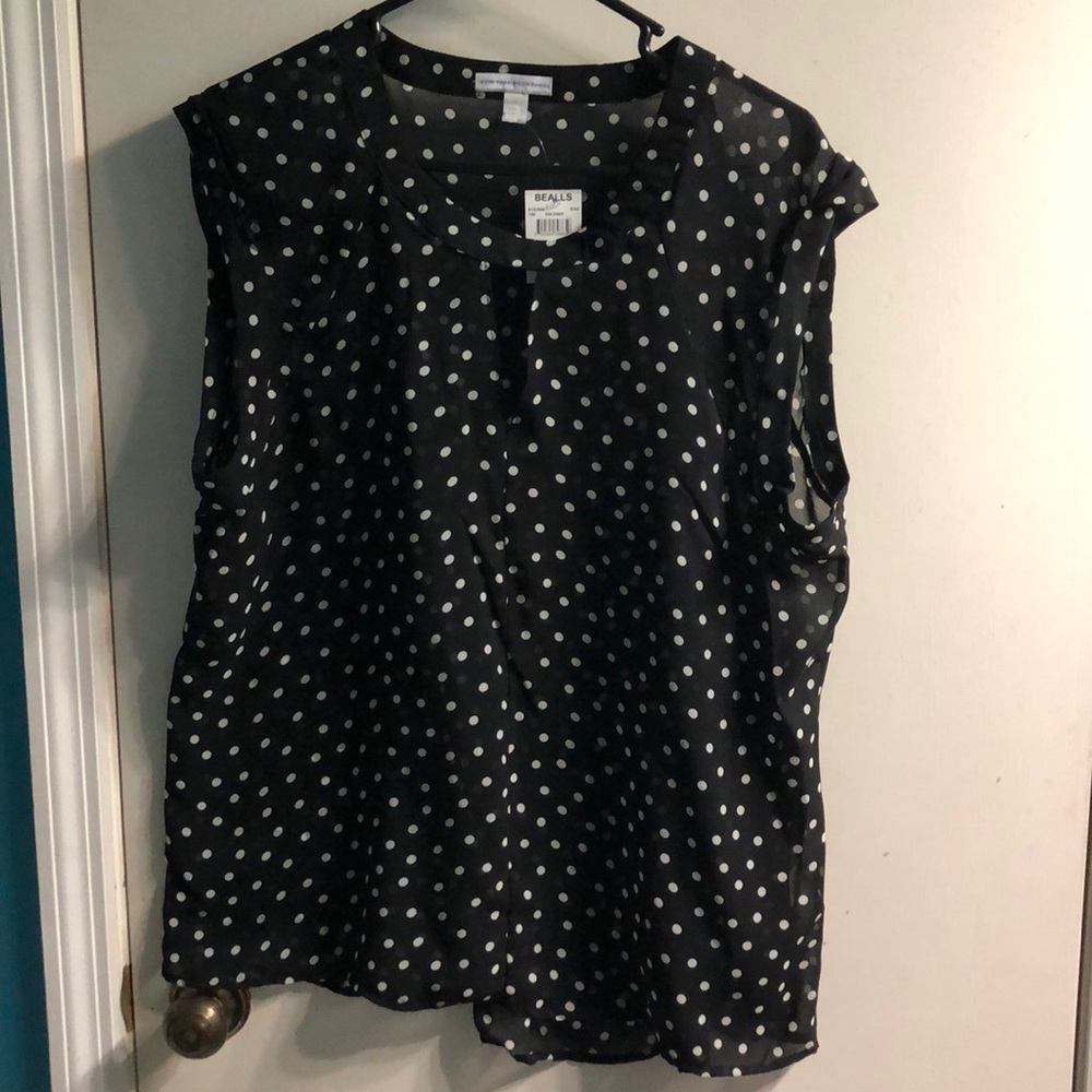 Black and White polka dot sheer top